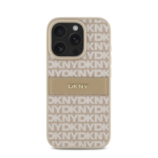 DKNY PU Leather Repeat Pattern Tonal Stripe iPhone 16 Pro Max tok, rózsaszín tok és táska