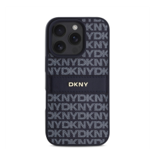 DKNY PU Leather Repeat Pattern Tonal Stripe iPhone 16 Pro tok, kék tok és táska