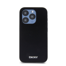 DKNY PU Leather Silver Metal Logo iPhone 15 Pro Max MagSafe tok, fekete tok és táska