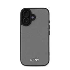  DKNY PU Leather Silver Metal Logo iPhone 16 MagSafe tok, szürke tok és táska