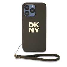 DKNY PU Leather Stack Logo csuklós tok iPhone 14 Pro készülékhez barna (900963) tok és táska