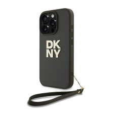 DKNY PU Leather Stack Logo iPhone 16 Pro Max tok csuklópánttal, zöld tok és táska