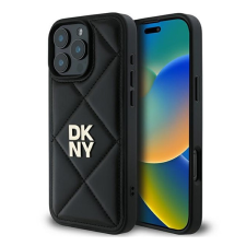 DKNY Quilted Stack Logo iPhone 16 Pro hátlap tok, fekete DKHCP16LPQDSLK tok és táska