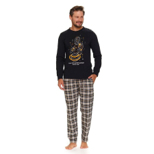 DN Nightwear Cosmo férfi pizsama, fekete, űrhajóssal S férfi pizsama