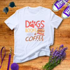  Dogs, books and coffee férfi póló ajándéktárgy