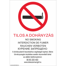  Dohányozni tilos! - öntapadó, 297*210mm információs tábla, állvány