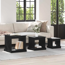  Dohányzóasztal 3 pcs Fekete tölgy Faanyag bútor