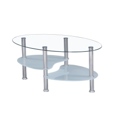  Dohányzóasztal, acél + áttetsző és tejüveg, WAVE NEW bútor