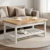  Dohányzóasztal EKAI Fehér 100 x 60 x 45,5 cm Tömör Fenyőfa