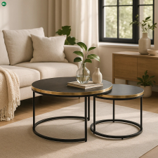  Dohányzóasztal Szett ARON Fekete márvány/Arany bútor