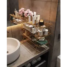  Dolap İçi Organizer Fali polc 19x15x42 Arany-Barna papírárú, csomagoló és tárolóeszköz