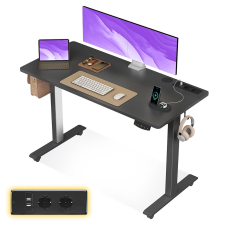 Dollcini elektromosan állítható íróasztal – USB portokkal és ergonomikus kialakítással,Fekete íróasztal