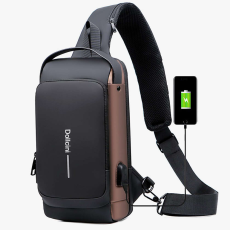 Dollcini , Férfi melltáska, Crossbody Sling hátizsák Sling Bag Utazó túra mellkas táska Nappali táska,424482, Fekete/Barna