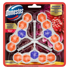 DOMESTOS Aroma Lux WC frissítő blokk Dahlia Wish koncentrált illóolajokkal (3x50g) tisztító- és takarítószer, higiénia