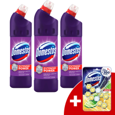 DOMESTOS Extended Power fertőtlenítő hatású folyékony Tisztítószer Lavender 3x750ml + Ajándék Domestos WC rúd tisztító- és takarítószer, higiénia