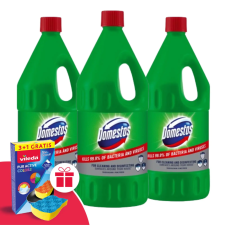 DOMESTOS Extended Power fertőtlenítő hatású folyékony tisztítószer Pine 3x2L + Ajándék Vileda Szivacs tisztító- és takarítószer, higiénia