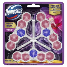 DOMESTOS WC frissítő blokk, 3 db-os, DOMESTOS "Aroma Lux", hibiszkusz tisztító- és takarítószer, higiénia