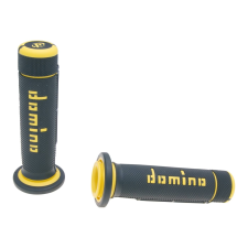 Domino Domino A180 ATV 22/22mm fekete-sárga kormánymarkolat szett hüvelykujjas gázkarhoz markolatgumi