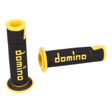 Domino Domino A450 on-road verseny fekete/sárga nyitott végű kormánymarkolat szett markolatgumi