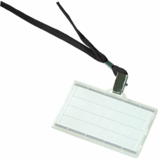 DONAU Azonosítókártya tartó, fekete nyakba akasztóval, 85x50 mm, műanyag, DONAU (D8347FK)
