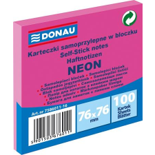DONAU öntapadó jegyzettömb, 76x76 mm, 100 lap, donau, neon rózsaszín 7586011-16 jegyzettömb