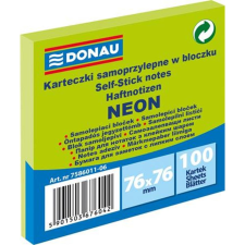 DONAU Öntapadó jegyzettömb, 76x76 mm, 100 lap, DONAU, neon zöld post-it