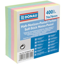 DONAU Öntapadó jegyzettömb, 76x76mm, 400 lap, DONAU, pasztell színek post-it