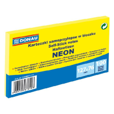 DONAU Öntapadó jegyzettömb DONAU 76x127 mm 100 lap neon sárga post-it