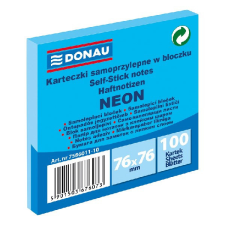 DONAU Öntapadó jegyzettömb DONAU 76x76 mm 100 lap neon kék post-it