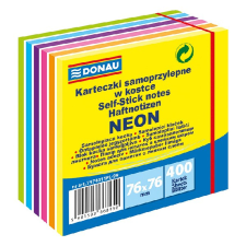 DONAU Öntapadó jegyzettömb DONAU 76x76 mm 400 lap vegyes neon színek 11 rétegű post-it