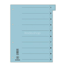 DONAU Regiszter, karton, A4, mikroperforált, DONAU, kék regiszter és tartozékai