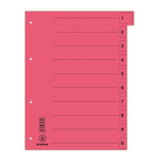  DONAU Regiszter, karton, A4, mikroperforált, DONAU, piros regiszter és tartozékai