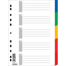 DONAU Regiszter, műanyag, A4, 5 részes, DONAU, színes regiszter és tartozékai
