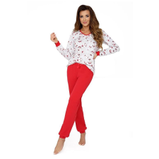 Donna Teddy női luxuspizsama, szürke-piros XL hálóing, pizsama
