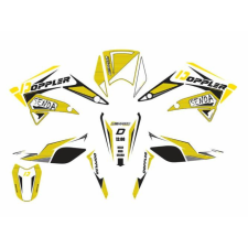 Doppler Matricaszett komplett fehér-fekete-sárga  Derbi Senda 2011-2017 Doppler egyéb motorkerékpár alkatrész