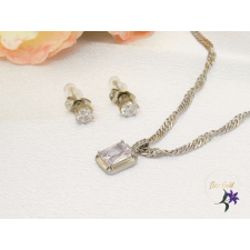 Dorotina-white antiallergén szett medals nyaklánc ,szegfű fülbevalóval-rodiom ékszer szett