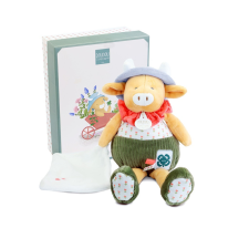  Doudou Darčeková sada Plyšová kravička Aneth s dečkou zelená 28 cm készségfejlesztő