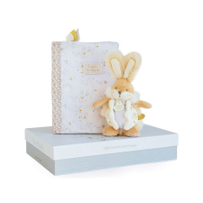 Doudou et Compagnie Paris Doudou Ajándék készlet - fehér plüss nyuszi és pelenkatáska készségfejlesztő