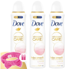 DOVE Advanced Care női Dezodor Kókusz és Jázmin Flower Scent 3x150ml + Ajándék Hajpánt