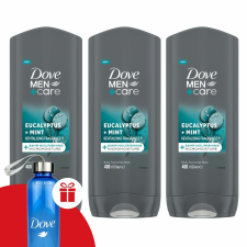 DOVE Men+Care Tusfürdő Eucalyptus és Mint 3x400ml + Ajándék Dove Kulacs kozmetikai ajándékcsomag