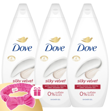 DOVE Silky Velvet Krémtusfürdő 3x720ml + Ajándék Hajpánt kozmetikai ajándékcsomag