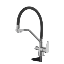  DQOK konyhai csaptelep, kettős fogantyú kialakítása, rozsdamentes acél szerkezet, WX-SSD csaptelep