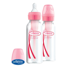  DR.BROWN&#039;S Antikolikus Options+ keskeny cumisüveg 2x250 ml műanyag, rózsaszín cumisüveg