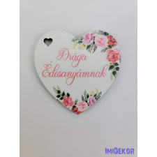 Drága édesanyámnak virágos tábla 5,5x5,5cm - kis szív dekorációs kellék