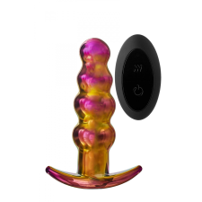 Dream Toys Glamour Glass - gyöngyös, rádiós, üveg anál vibrátor (színes) anál
