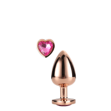 Dream Toys Gleaming Love - alumínium anál dildó szív alakú kővel (rózsaarany) anál