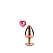 Dream Toys Gleaming Love - alumínium anál dildó szív alakú kővel (rózsaarany) anál