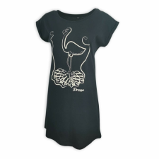 Dressa flamingó mintás pamut pólóruha - sötétkék női ruha