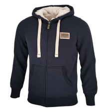  Dressa Home cipzáros kapucnis sherpa bundás bélelt pulóver - sötétkék férfi pulóver, kardigán