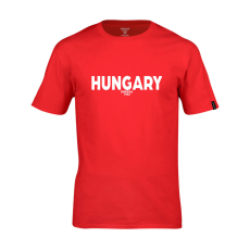Dressa Hungary feliratos környakú rövid ujjú pamut póló - piros